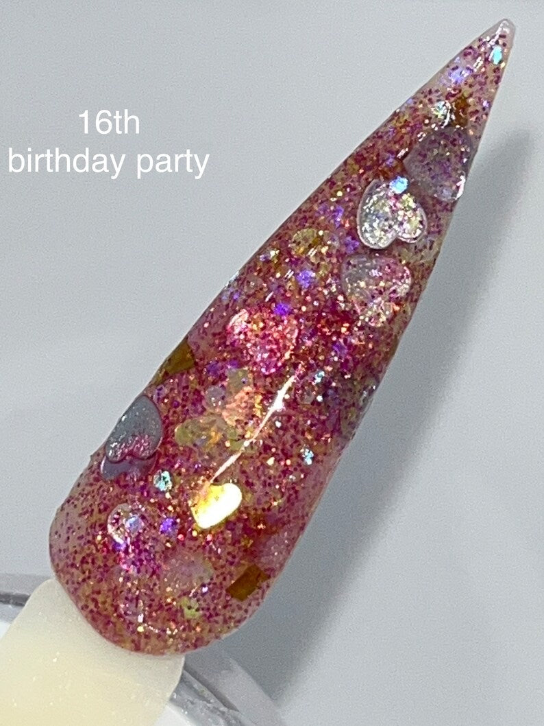 16th Birthday Party Glitter acrylic powder, best glitter acrylic powder, glitter acrylic powder for acrylic nails, glitter nail dip, glitter nail dipping powder, acrylic powder