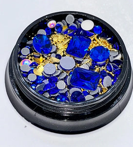 Blue Mixed Flat Back Mixed Nail Art Crystals - 3D Nail Accessories - Nail Art Crystals - Nail Rhinestones