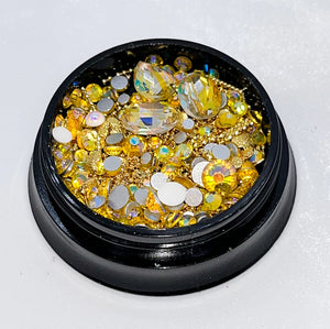 Gold Mixed Flat Back Mixed Nail Art Crystals - 3D Nail Accessories - Nail Art Crystals - Nail Rhinestones