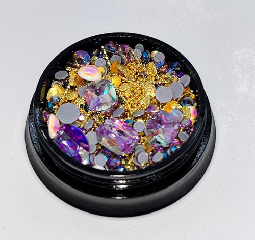 Iridescent Purple Mixed Flat Back Mixed Nail Art Crystals - 3D Nail Accessories - Nail Art Crystals - Nail Rhinestones