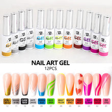 8ml Nail Art Gel Liner Painting Polish, Soak Off UV LED Gel Nail Polish , 12 Colors Painting Gel, Perfect for Nail Art DIY