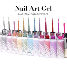 12pcs/box 8ml Kit Nail Art Gel Liner Set - Nail Polish - Glitter Gold Painting- Nail Gel