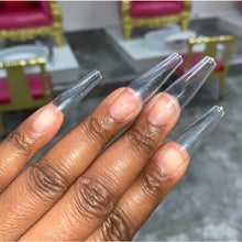 50 / 100 / 500 pcs Long CLEAR Coffin Nail Tips- Full Coverage Coffin Nail Tips - Ballet Nail Tips