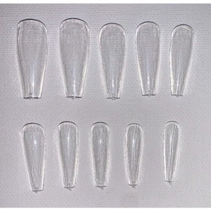 50 / 100 / 500 pcs Long CLEAR Coffin Nail Tips- Full Coverage Coffin Nail Tips - Ballet Nail Tips